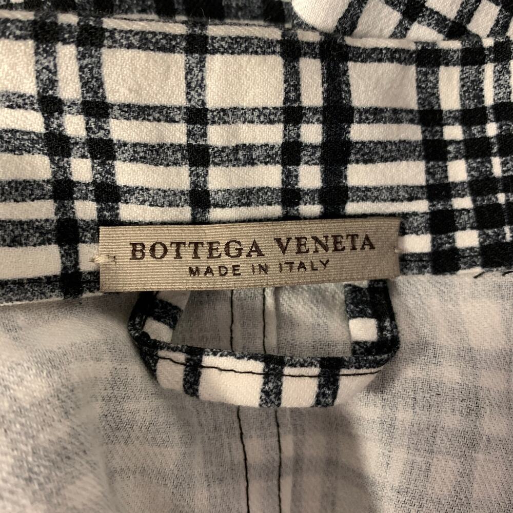 BOTTEGA VENETA Size M Black White Linen Blend Plaid Blazer Jacket - Picture 5 of 7